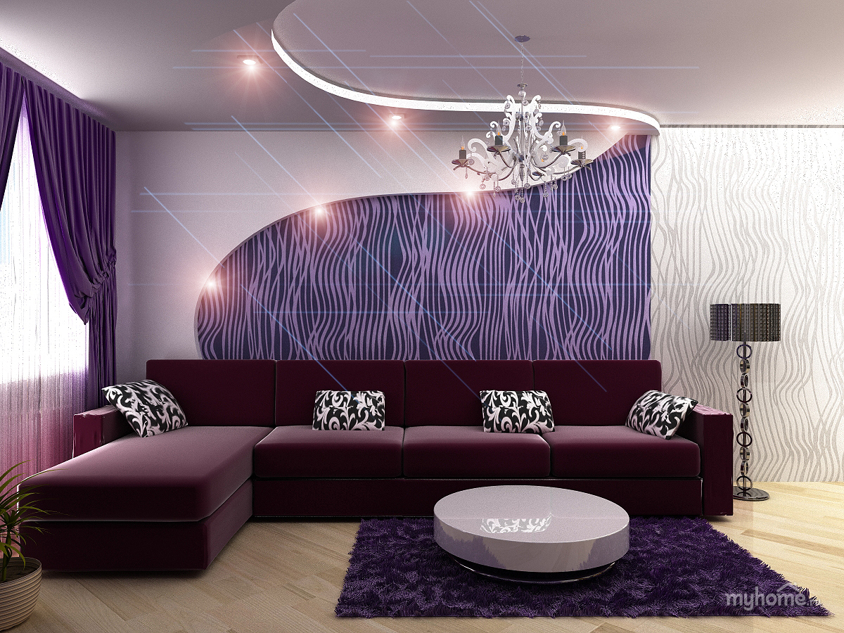 Дизайн интерьера в фиолетовых тонах