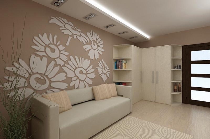Дизайн комнаты с одной стеной другого цвета