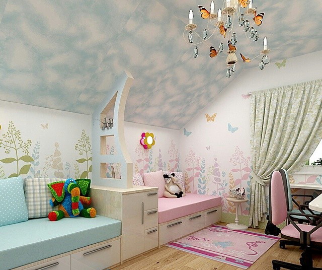 Детская комната для двух разнополых детей дизайн фото
