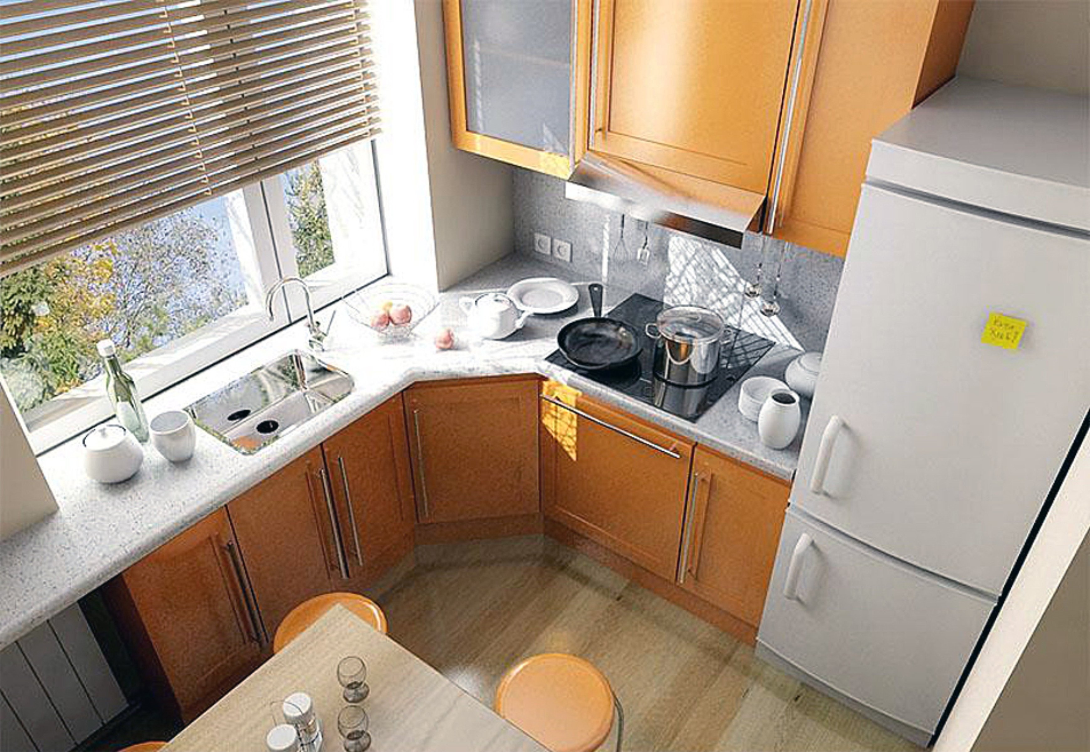 варианты размещения кухонной мебели в маленькой кухне