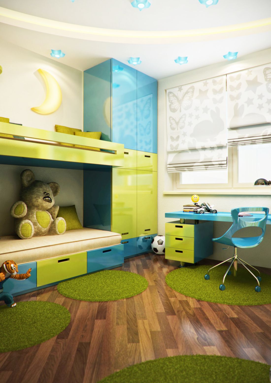 Дизайн детской комнаты для двоих детей школьников