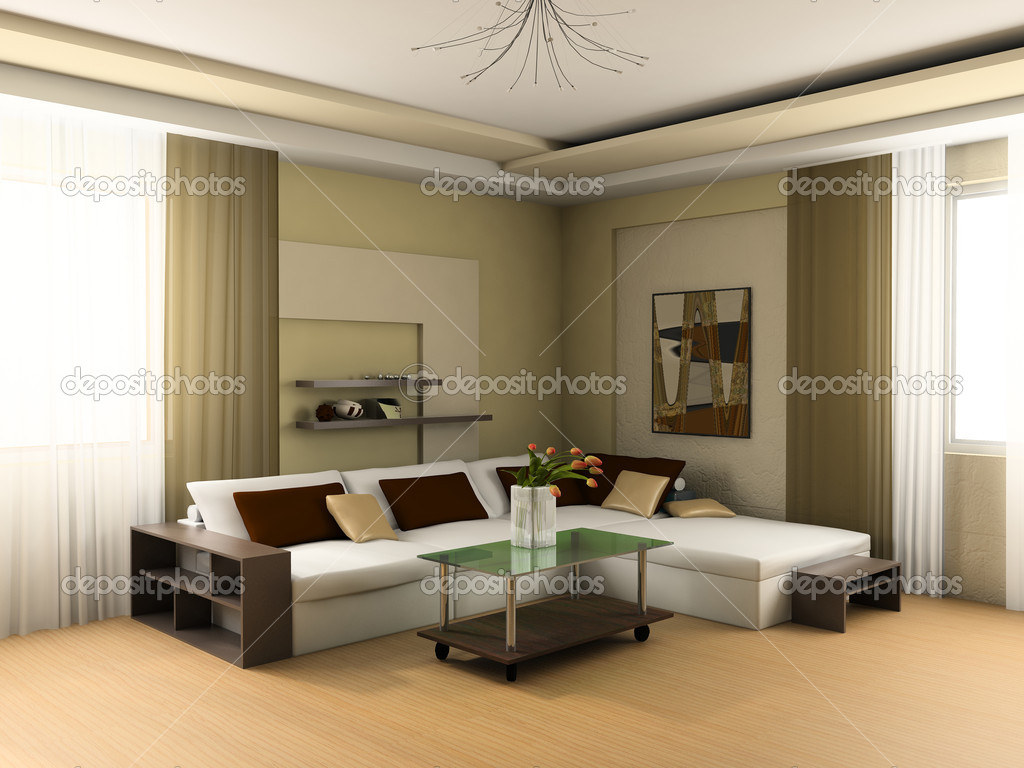 Дизайн интерьера комнаты с двумя окнами на разных стенах