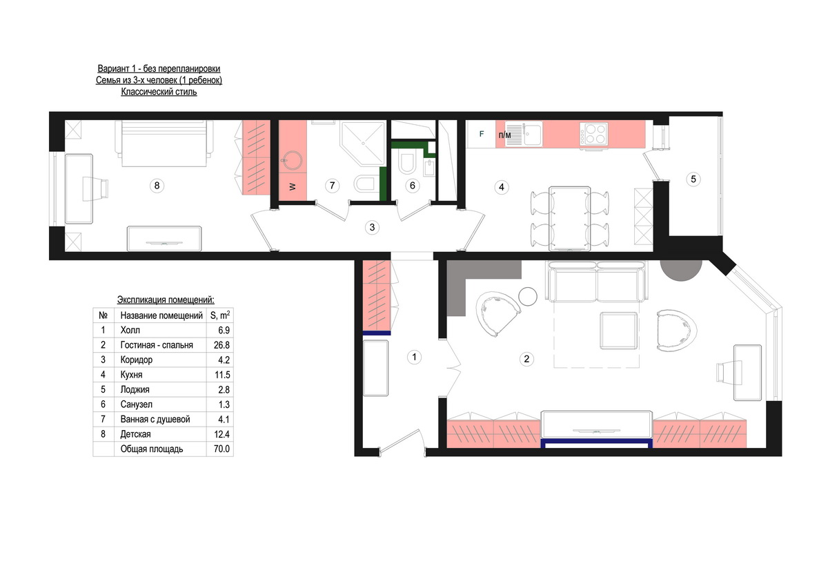 И - планировка квартир с размерами в домах серии И Фото планировки И