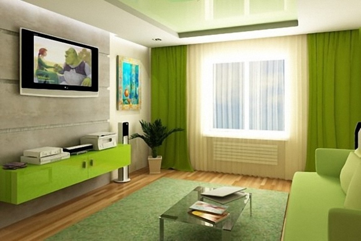 Гостиная зеленого цвета фото в интерьере
