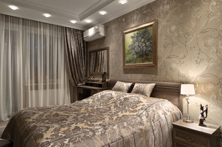 Дизайн спальни простой и недорогой в светлых тонах