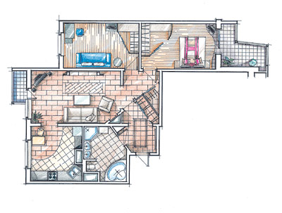 Дизайн трехкомнатной квартиры п3