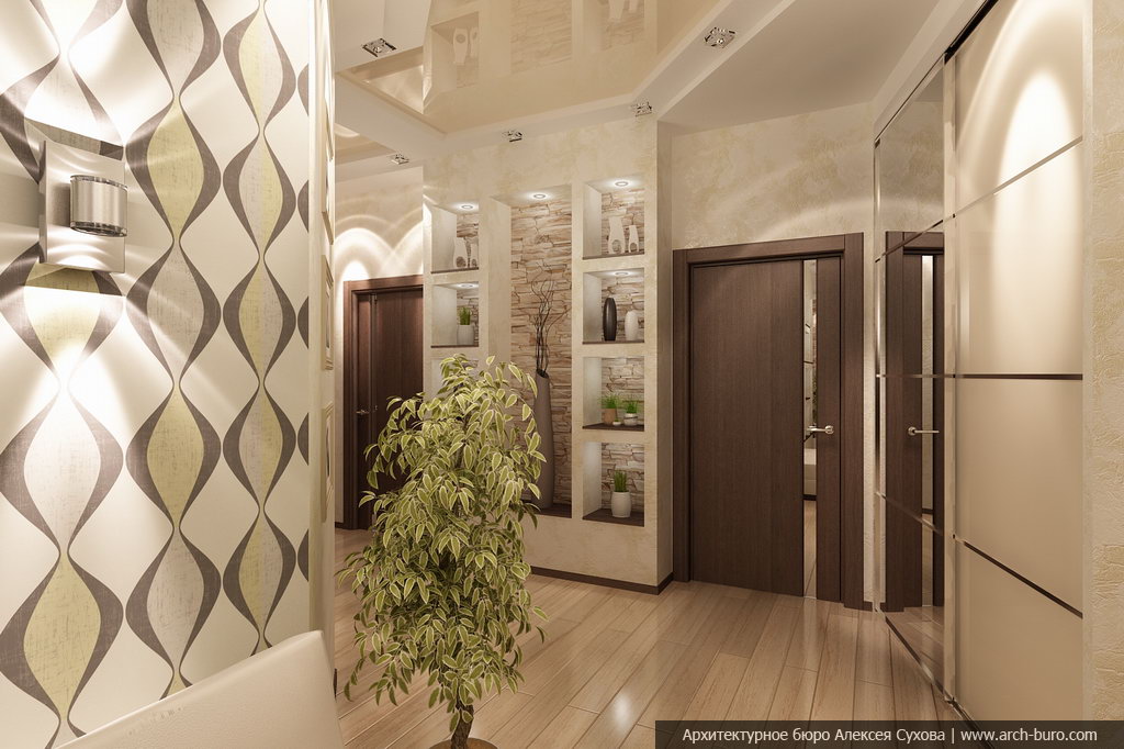 Дизайн коридора в квартире в сером цвете