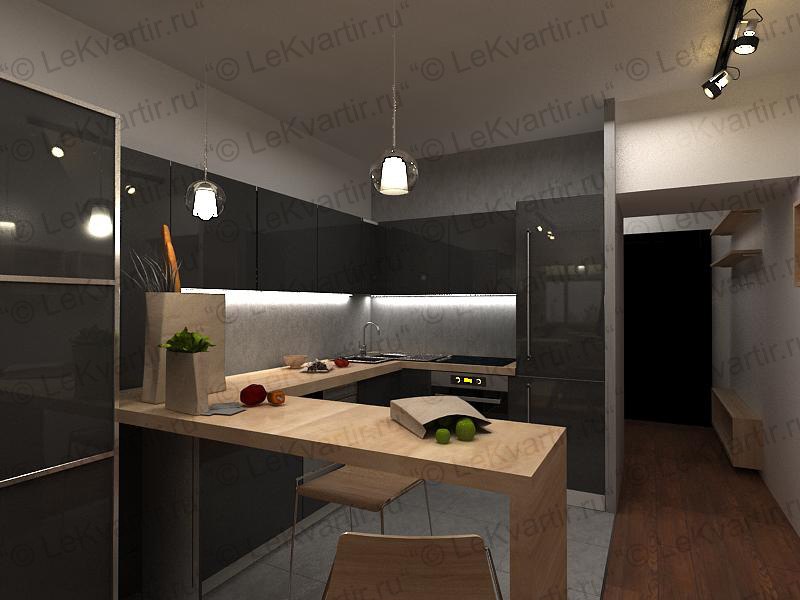 Проект кухни в однокомнатной квартире » Картинки и фотографии дизайна .