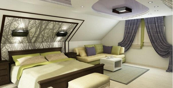 Дизайн на мансарде кабинет спальня