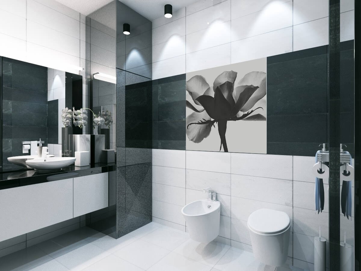 Черно-белая ванная комната » Картинки и фотографии дизайна квартир .