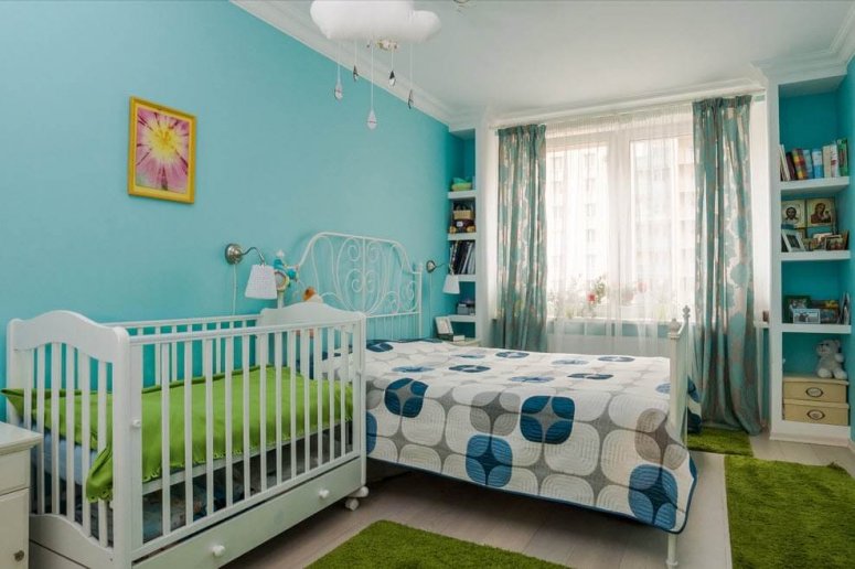 Спальня и детская в одной комнате 16 кв м фото