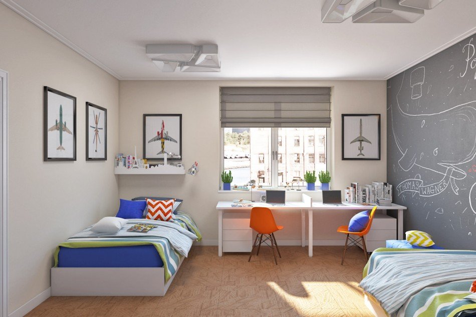 Большая детская комната: правила оформления и распределения места »  Картинки и фотографии дизайна квартир, домов, коттеджей